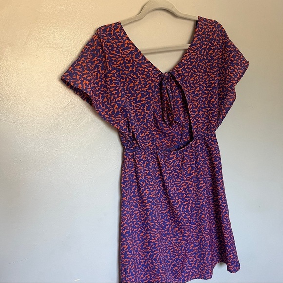 Anthropologie Kiwi Purple Dinosaur Bird Print Dress  | Size Medium Small - Picture 6 of 9